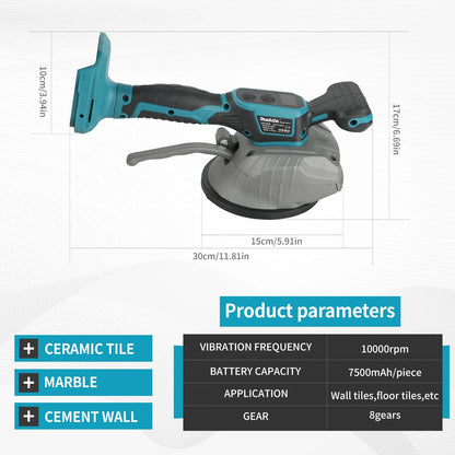 Nivelador de Azulejos Makita: 8 Velocidades, Frequência de Vibração de 10000rpm, 7500mAh, Aplicável a Múltiplos Materiais, Com Display Digital e Fácil de Usar