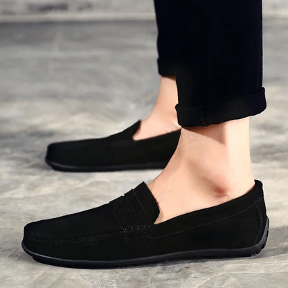 High Quality Leather Men Loafers  Slip on Mens Casual Shoes Fashion Flats Male Driving Shoes Moccasins Ten Colors Size 38-47