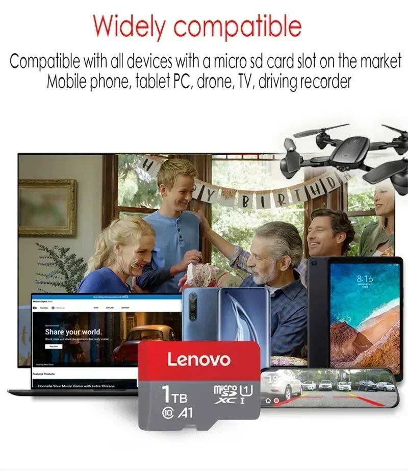 Cartão SD Lenovo Original 1TB Micro TF Mini SD 256GB 512GB 128GB 64GB Cartão de Memória TF Flash para Celular/Computador/Câmera Dropshipping