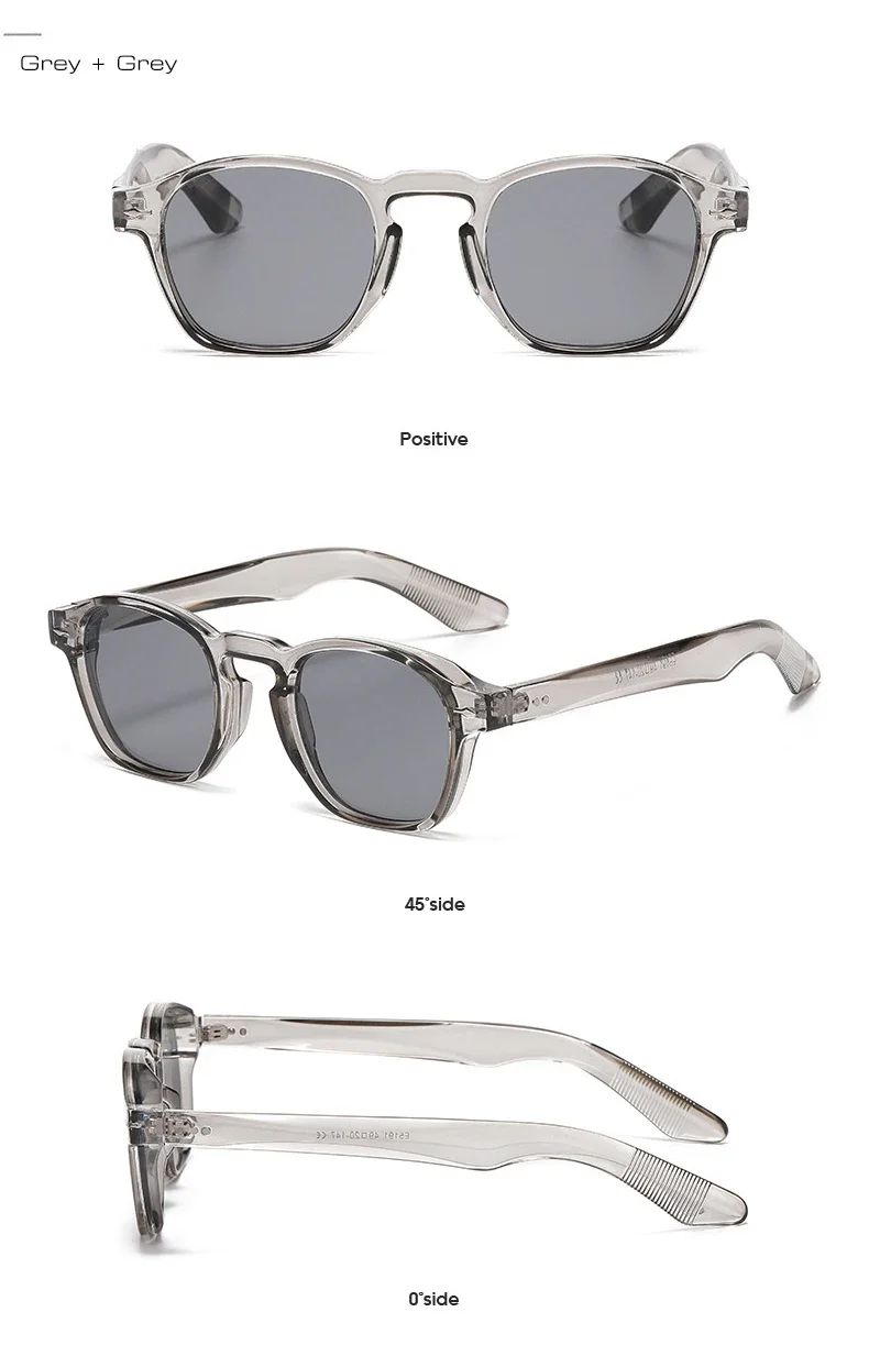 JNPCXI Retro Rivets Men Square Sunglasses Fashion Blue Green Trending Shades UV400 Women Clear Frame