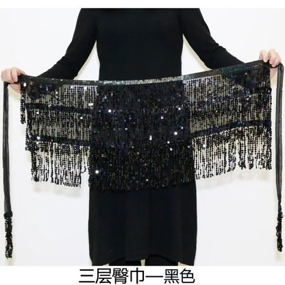 Sexy Sequins Tassel Dancewear Mini Skirt Women Clothes Jupe Femme Belly Dance Skirts Ladies Faldas Performance Stage Bottom Saia