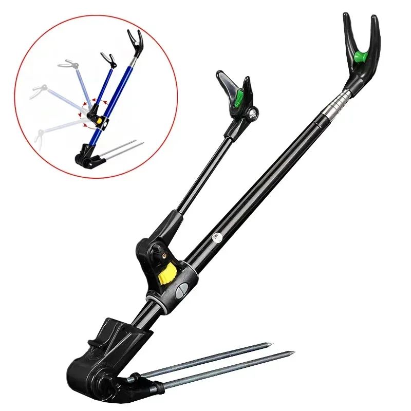 1.7M/2.1M/2.4M Novo Suporte de Vara de Pesca Telescópico de Aço Inoxidável Engrossado, Suporte de Vara de Pesca Dupla Finalidade, Suporte para Vara de Pesca