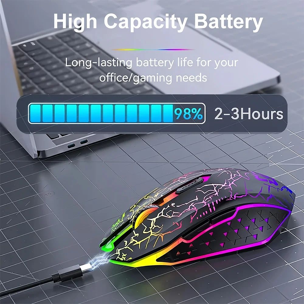 Mouse Bluetooth 5.2 RGB Sem Fio 2.4G Mouse Gamer Dual-Mode 6 Botões Silencioso Para MacBook Tablet Laptops Computador