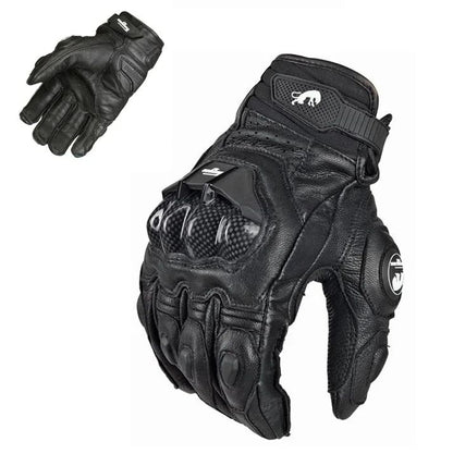 Luvas de Couro para Motociclista Masculinas Femininas 4 Estações Direção Supertech Preto/Branco Luvas de Corrida Motoqueiro Couro Bovino Corrida Moto Cavaleiro