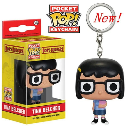 New Arrival FUNKO POP Pocket Keychains Bob's Burgers Tina Belcher Vinyl Figure Toys keychain for decorations gifts