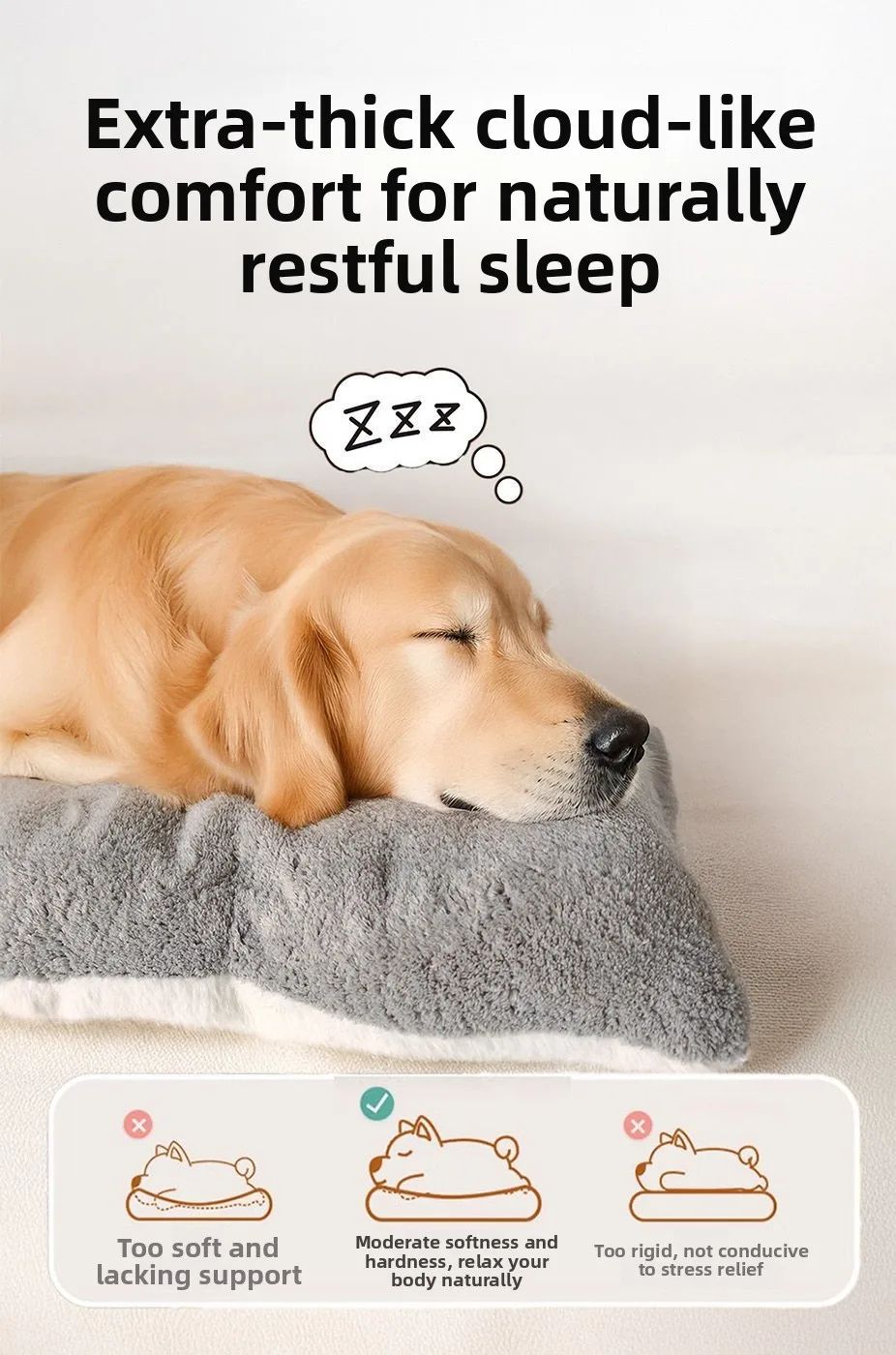 Colchonete para Cama de Cachorro Grande para Uso no Inverno Mantenha Aquecido Uso Dupla Face Almofada Relaxante para Golden Retriever