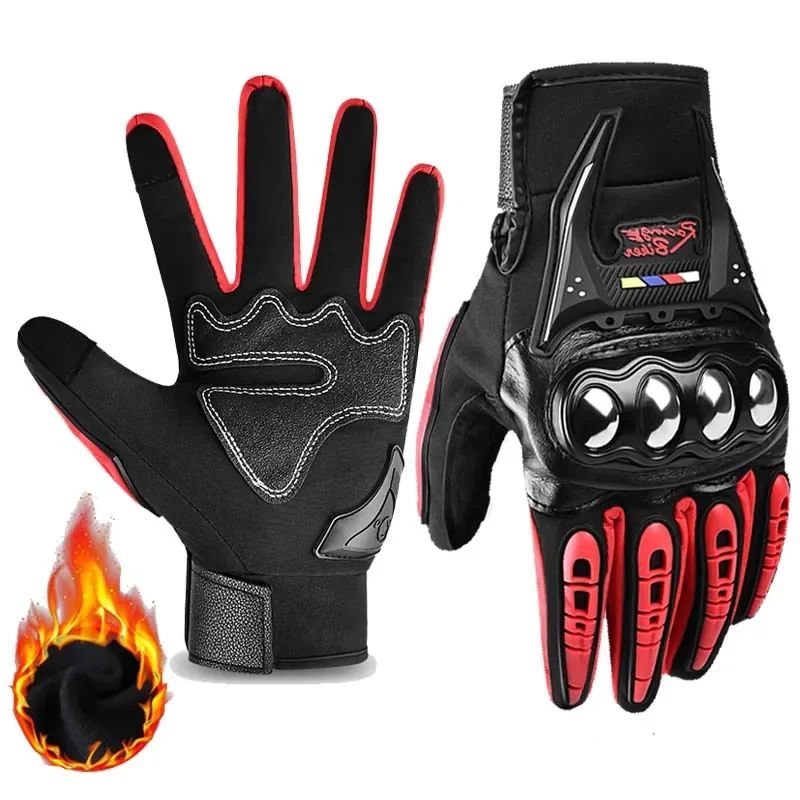 Luvas de Motocicleta de Inverno de Dedo Completo Antiderrapantes Resistentes ao Desgaste para Off-Road Luvas de Corrida de Motocicleta Quentes com Tela Sensível ao Toque Luvas de Ciclismo