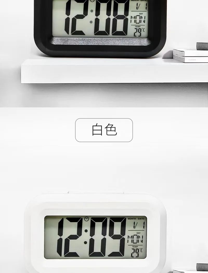 Bedside Table Alarm Clock Date Temperature Function Children's Bedroom Clock Home Offices Desktop Clock Desk Decor Digital Child