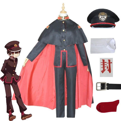 Anime Hanako Cosplay Costume Hanako Uniform Hat Cloak Toilet-bound Hanako-kun Cosplay Halloween Party Outfits