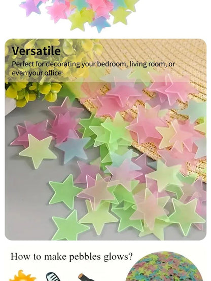 50/250Pcs Luminous Star Stickers Background Wall Decoration Bedroom Glow Stickers Fluorescent Stereo Wall Stickers Room Decor