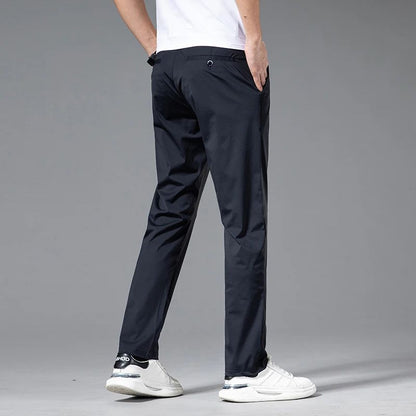 Spring Summer Ultra-thin Casual Pants Men's High Elastic Ice Silk Quick-dry Straight Draped Business Trousers Male Korean