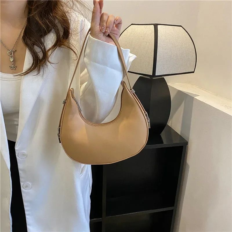 Fashion Luxury Design PU Leather Hobo Shoulder Bag Women Small Clutch Handbag Purse Female Underarm  Bag Travel Totes