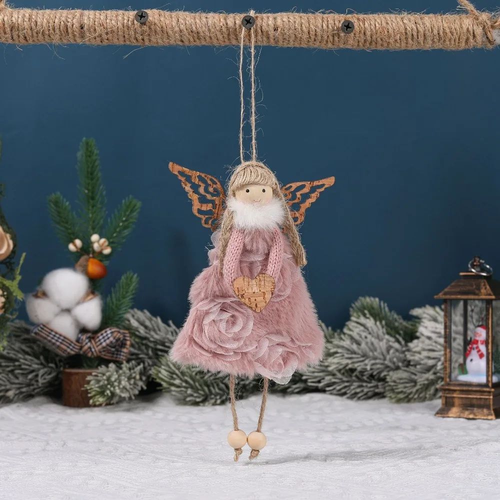 Christmas plush antlers angel girl pendant Christmas tree pendant creative doll pendant gift