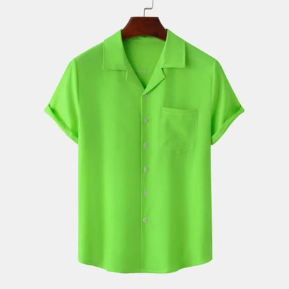 Solid Color Hawaiian Beach men's short-sleeved Tops Comfortable Casual Lapel men's Shirts Summer New men's short-sleeved Shirts