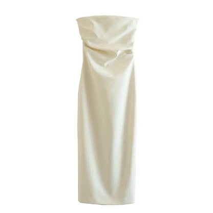 ASDS 2024 off shoulder black white long dress women bodycon beige midi dress wom