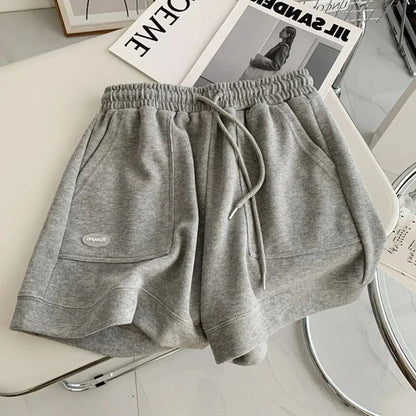2025 Women's Comfortable Loose Wide-legged Drawstring A Pants Slim Waist Slim Fit Casual Home Versatile Sports Shorts New