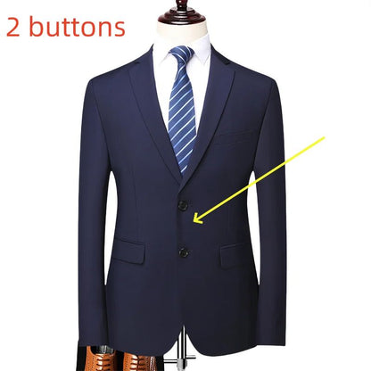 S-8XL Blazer New Men's Fashion Business Solid Color British Style Professional Work Groom Wedding Dress Best Man Blazer Jacket