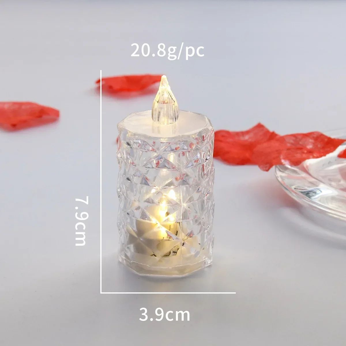 LED Crystal Candle Light with Battery Flameless Candle Light Electronic Night Lamp Dating Party Holiday Home Wedding Decoration
