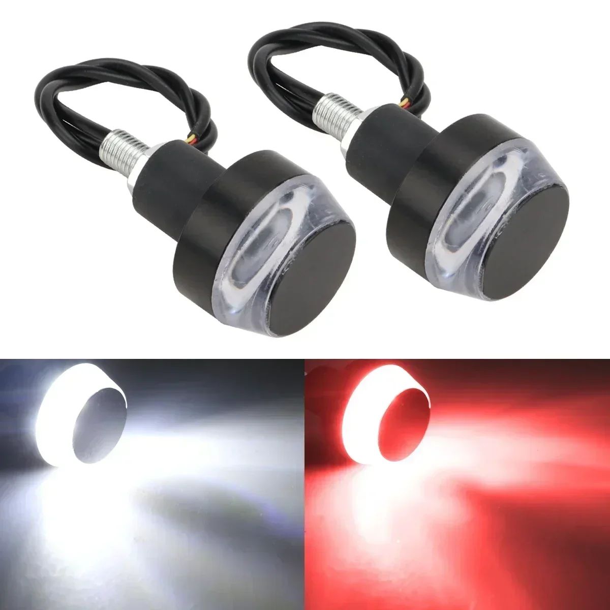 Luz de Seta LED 12V para Ponta de Guidão de Motocicleta Pisca-Pisca Branco/Amarelo Luz de Posição Lateral para Motocicletas