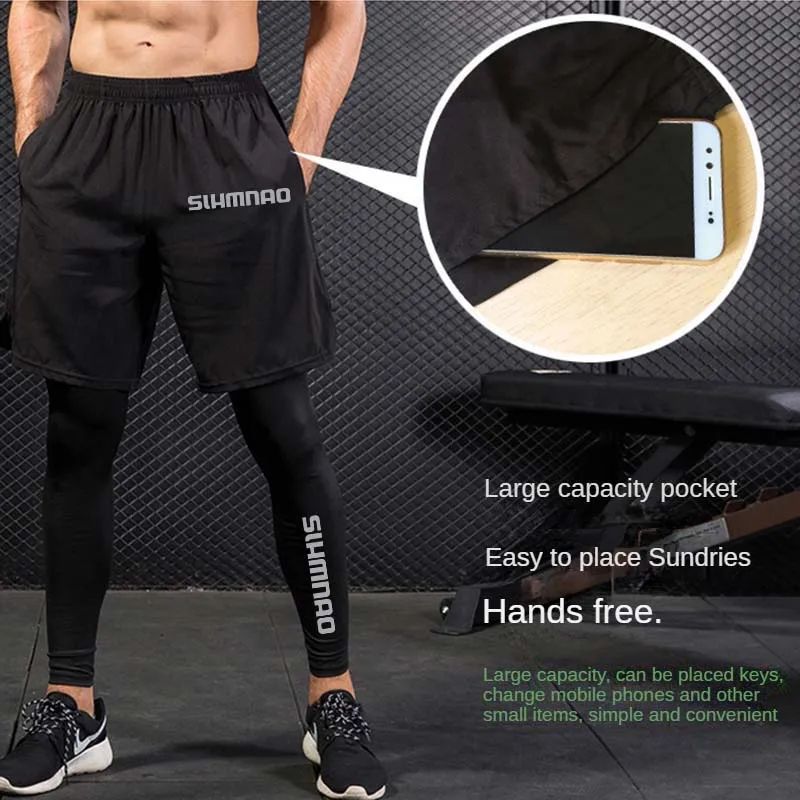 Calça Masculina Casual para Atividades ao Ar Livre 2025 de Secagem Rápida para Pesca, Ciclismo, Caminhada e Calça de Corrida Fitness Elástica Justa de Duas Peças