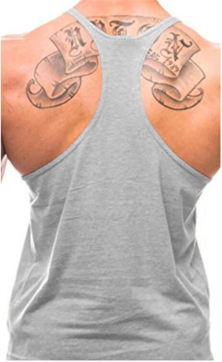 Gym Bodybuilding Fitness Vests Mens Running Sport Cotton Tank Tops Summer Breathable Sleeveless Y Back Suspender Belt Undershirt