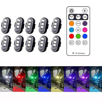 Wireless Remote LED Strobe Light 8 Colors USB Rechargeable Car Motorcycle Bike Aircraft Warning Anti-collision Flashing Lamp