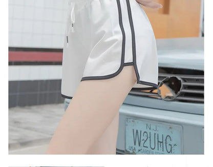 Women Striped Casual Shorts Korean Harajuku Loose All Match Sports Shorts Summer Fashion Simple Yoga Thin Mini Shorts Female