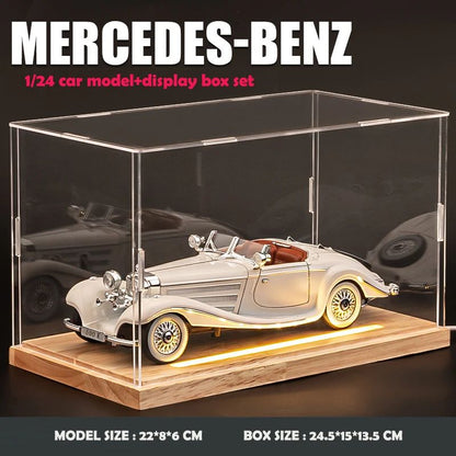 Simulação 1/24 Escala Benz 500K 1936 Clássico Modelo Carro Vintage Com Caixa de Exibição Presente de Aniversário Menino Coleção Miniatura Carro