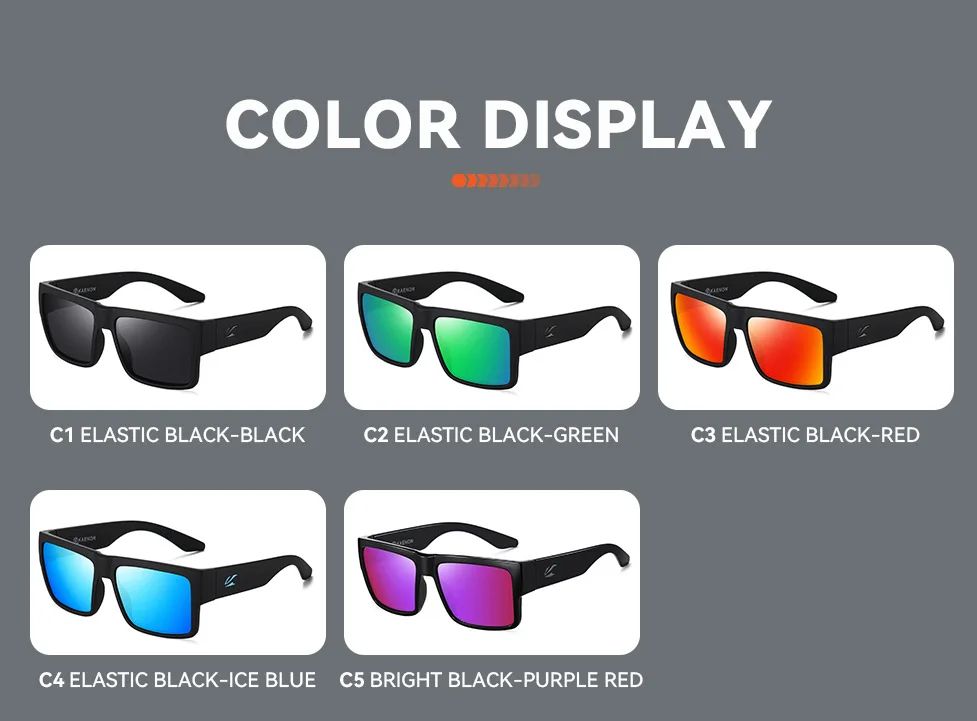 KAENON Fashion Square Versatile Polarized Sunglasses Men Women Sports Fishing Driving Sun Glasses UV400 Eyewear