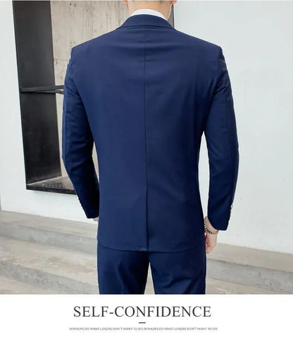 Suit S-7XL (Blazer+ Waistcoat + Trousers) Men's Fashion Business Dinner Gentleman Slim British-style Evening Dress Group Suit
