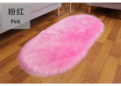 Super Soft Plush Oval Rug Mat Fluffy White Carpets for Living Room Home Decor Bedroom Kid Room Decoration Salon Thick Pile Rug