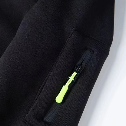 Autumn Long-sleeved Hooded Pullover Men's Zippered Pocket Sweatshirt, Drawstring Sports Men's Casual Hooded Sweatshirt