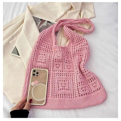 Bohemian Crochet Tote Bag for Women Handwoven Macrame Shoulder Bag with Hollow Knit Design Elegant Christmas Gift for Her, Beach
