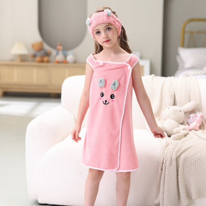 High-end Children's Suspender Skirt, Headband, Soft Towel Bathrobe, Absorbent, Wearable, Wrapable, Water-absorbent Quick-drying