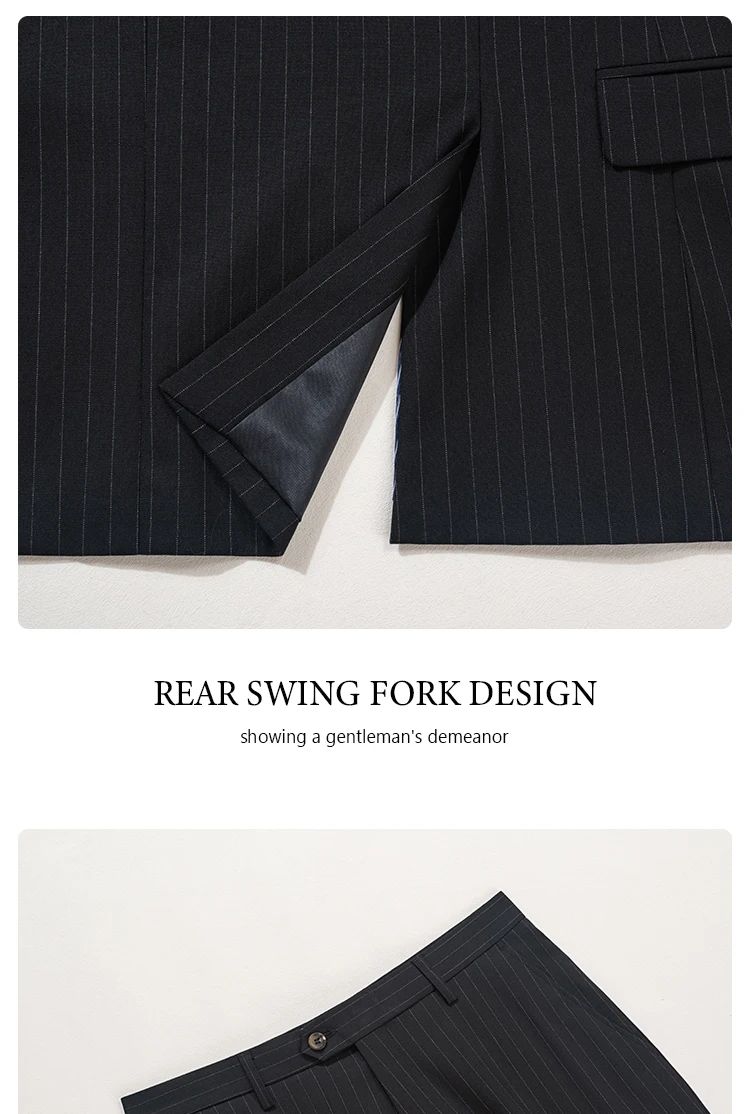 ST Cassy high-quality blue striped suits for men slim fit luxurious and elegant men's business suit 3-piece set full men's suit