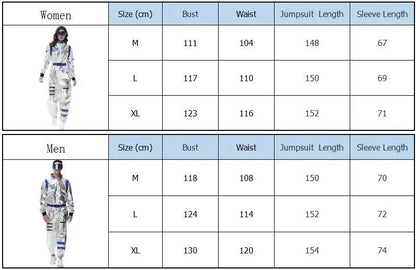 Adult Silver Astronaut Costume Men Women Spaceman Suit Space Jumpsuit Halloween Cosplay Party Dress Up