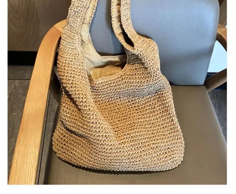 Fashion Straw Women Shoulder Bags Paper Woven Female Handbags Large Capacity Summer Beach Straw Bags Casual Tote Purses