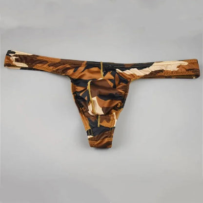 Big Men's Camouflage U Convex Underwear Sexy Elastic T-back Thong Plus Size Quick Drying Male Bikini Brief