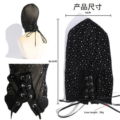 Sexy Transparent Mesh Ultra Thin Perspective Clothing Fishing Net Hollow Vest Headscarf Hood Cosplay Party
