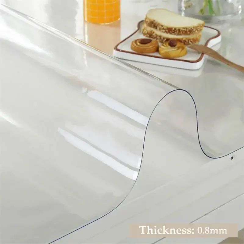 Transparent PVC Round Table Carpet Waterproof Tablecloth Kitchen Pattern Table Cover Glass Soft Cloth Dining Table Mat