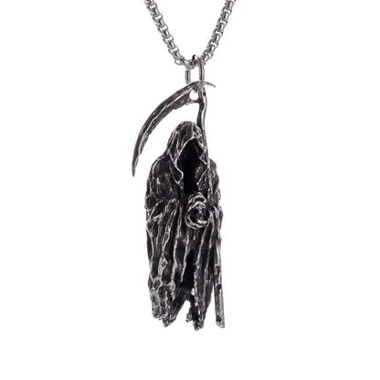 Colar Pingente Ceifador da Morte Gótico Misterioso Diabo Masculino Personalidade Punk Retro Halloween Joias da Moda