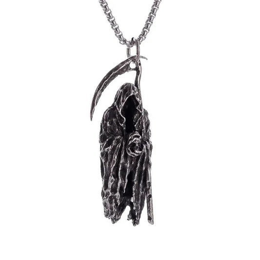Hell Death Scythe Necklace Pendant Gothic Mysterious Devil Necklace Men\'s Personality Punk Retro Halloween Trend Jewelry