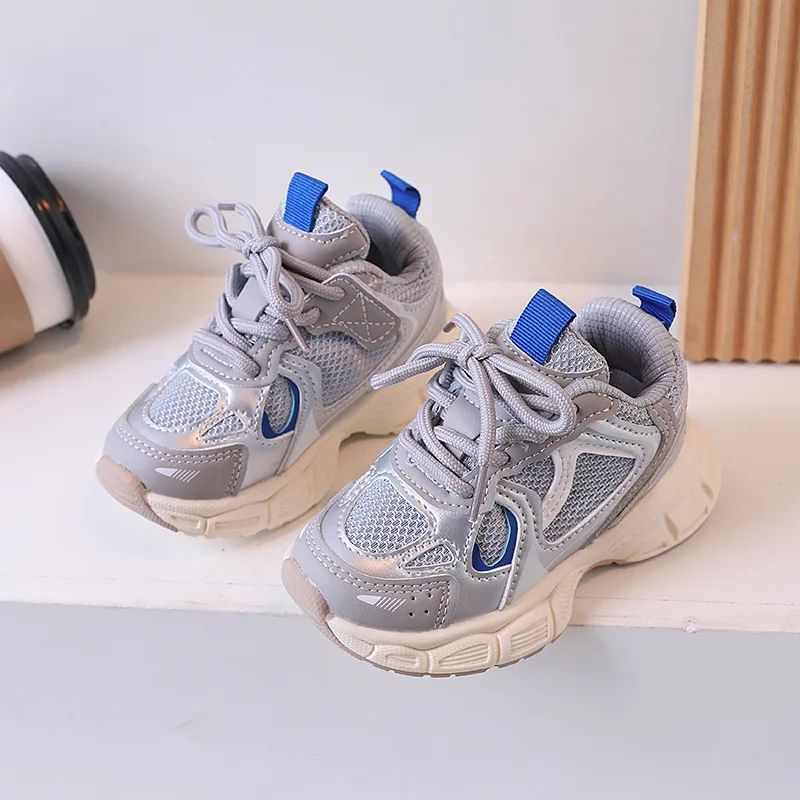 Kids Casual Running Shoes with Thick Soles Boys Girls Fashion Versatile Sports Shoes 2024 New Children Mesh Breathable Sneakers