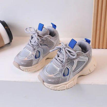 Kids Casual Running Shoes with Thick Soles Boys Girls Fashion Versatile Sports Shoes 2024 New Children Mesh Breathable Sneakers
