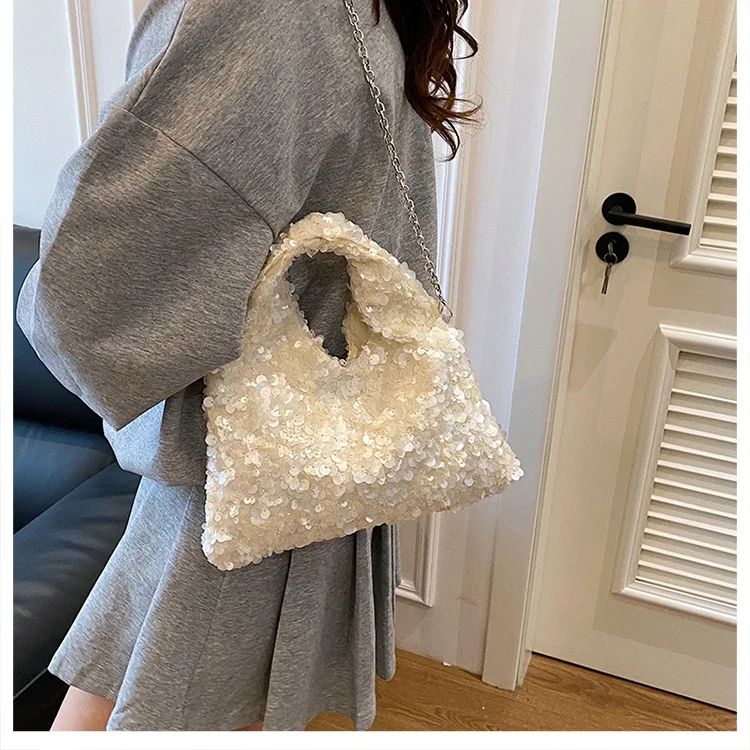 Exquisite Shining Sequins Square Women's Shoulder Bag Popularity Stylish Design Handbags High Quality Solid Sweet Crossbody Bags