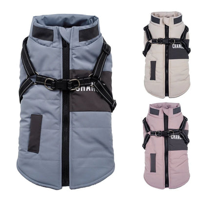 Casaco Quebra-Vento para Cães com Colete e Dois Anéis em D Jaqueta para Cães Casaco com Capuz Quente Roupa Quente para Cães