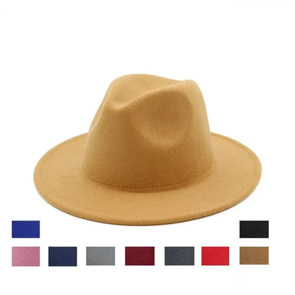 Chapéu Fedora de Feltro de Lã Novo para Mulheres e Homens, Elegante para Outono Inverno, Chapéus de Inverno para Senhoras e Cavalheiros, Casamento, Igreja, Jazz, 55-60CM Gorros