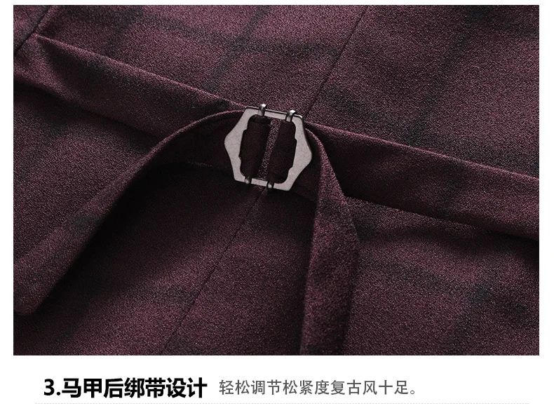 Suit (blazer+vest+pants) Man Fashion Business British Grid Trend Style Casual Hosting Slim Wedding Work Conjunto Hombre