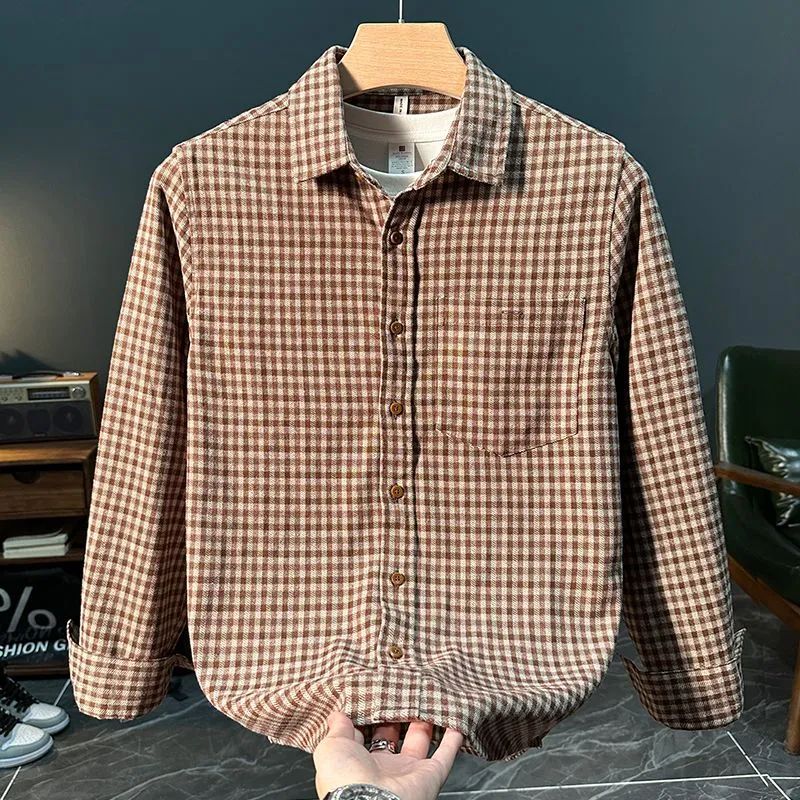 Retro Trendy Plaid Long Sleeve Shirt Autumn and Winter Fashion Jacket Versatile Casual Shirt 2025 New Loose Men's Clothing