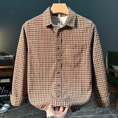 Retro Trendy Plaid Long Sleeve Shirt Autumn and Winter Fashion Jacket Versatile Casual Shirt 2025 New Loose Men's Clothing